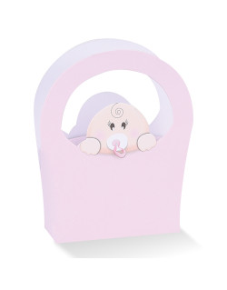 Borsa con Bimba con testa fuori Rosa