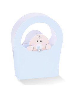 Borsa con Bimbo con testa fuori Celeste