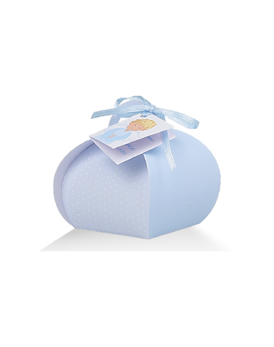 Mini Cesto celeste con etichetta