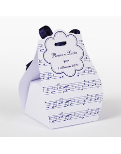 Sacchetto spartito musicale blu completo di bollino prefustellato utile da stampare