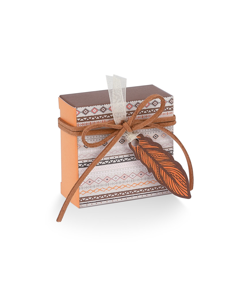 Scatolina pieghevole Marrone/Arancio Completo di piuma