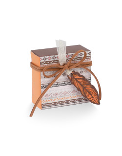 Scatolina pieghevole Marrone/Arancio Completo di piuma