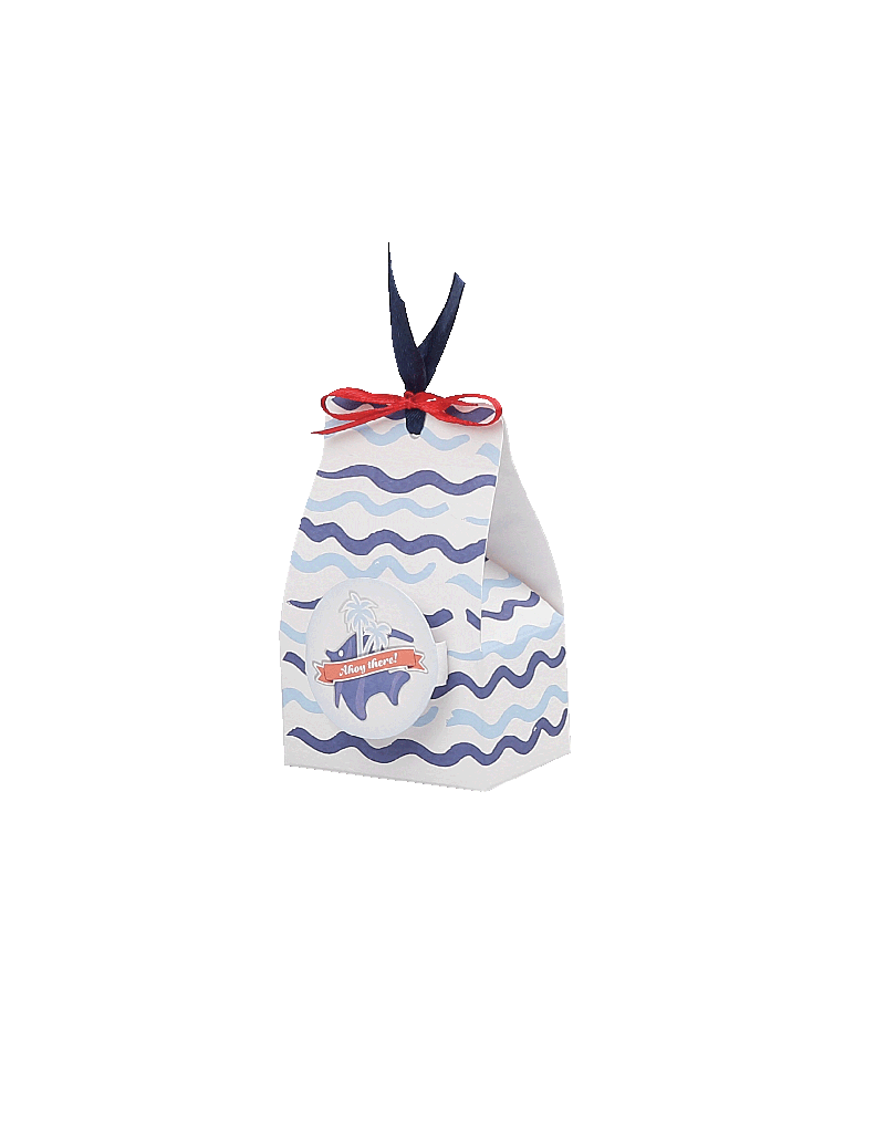 Astuccio onde celeste e blu con Bollino pop Up Pesciolino