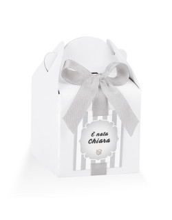 Astuccio Bianco con nastro + targhetta prefustellata personalizzabile