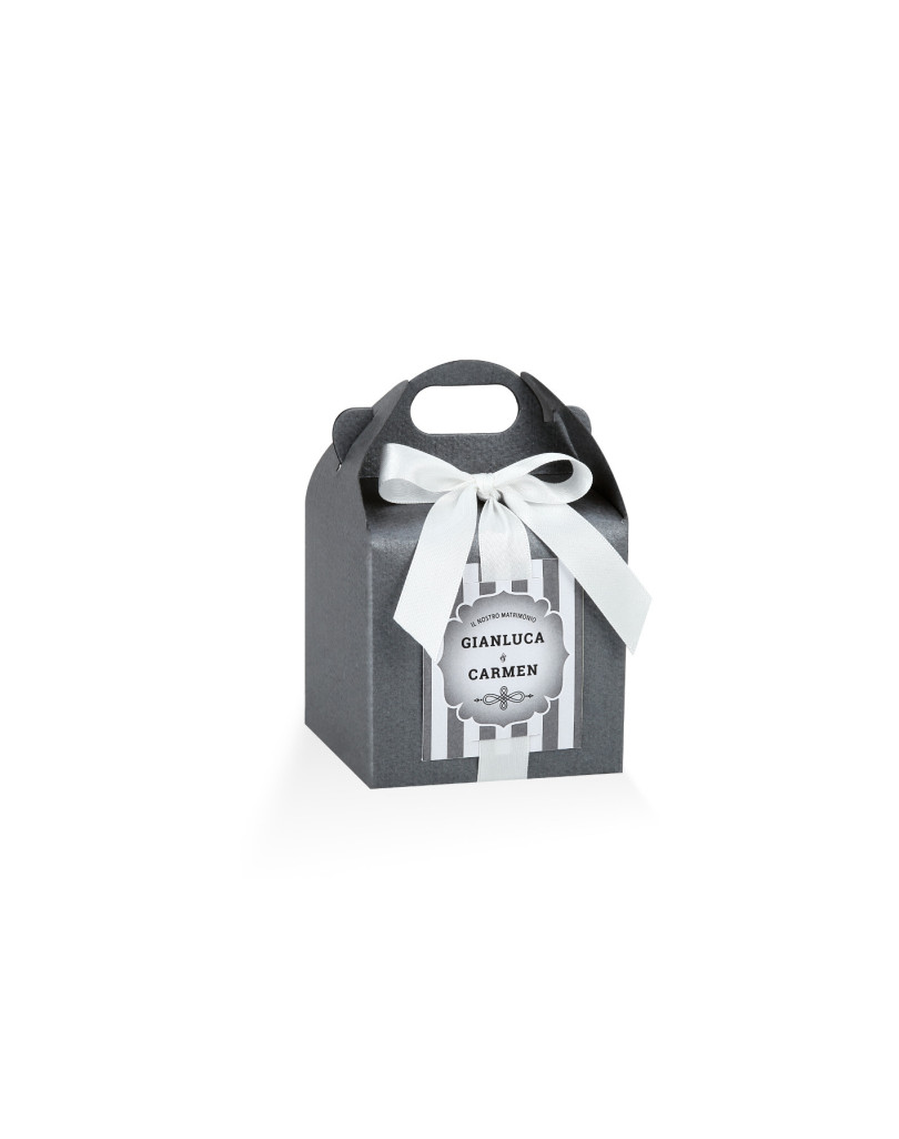 Astuccio con nastro + targhetta prefustellata colore Grigio