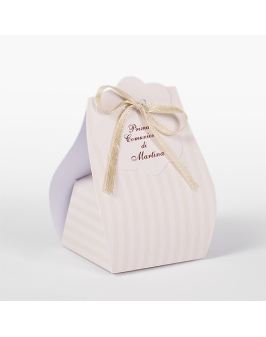 Sacchetto Righe beige completo di bollino prefustellato utile da stampare