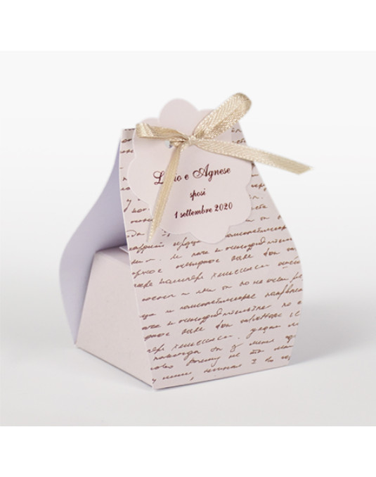 Sacchetto Lettera marrone su fondo beige completo di bollino prefustellato utile da stampare