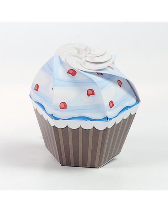 Cupcake celeste con ciliegie