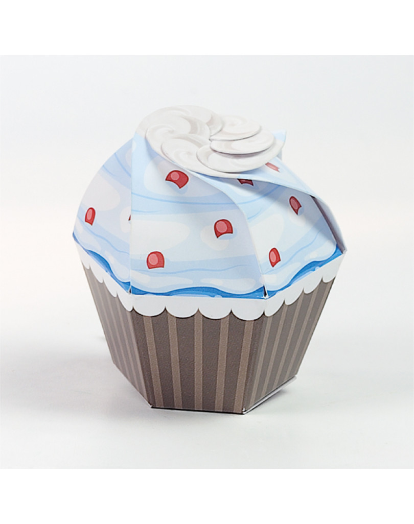Cupcake celeste con ciliegie