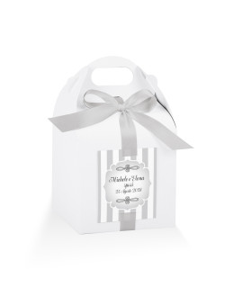 Astuccio Bianco con nastro + targhetta prefustellata personalizzabile