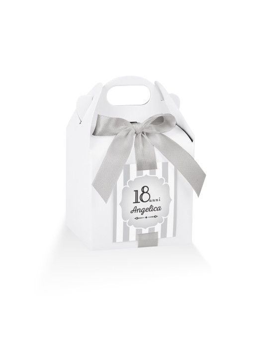 Astuccio Bianco con nastro + targhetta prefustellata personalizzabile