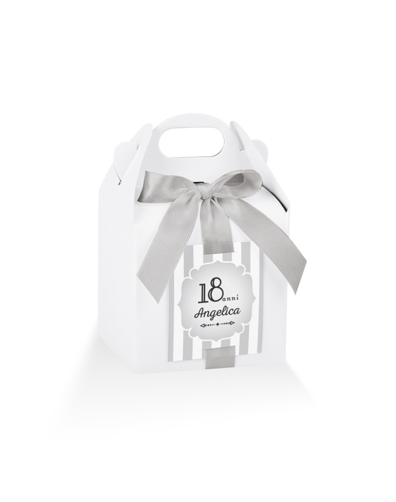 Astuccio Bianco con nastro + targhetta prefustellata personalizzabile