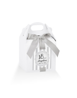 Astuccio Bianco con nastro + targhetta prefustellata personalizzabile