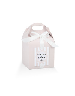 Astuccio con nastro + targhetta prefustellata colore Rosa