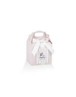 Astuccio con nastro + targhetta prefustellata colore Rosa