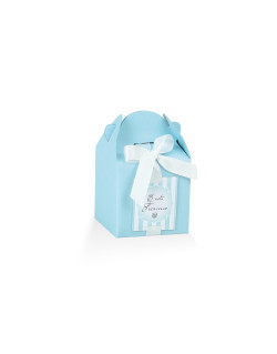 Astuccio con nastro + targhetta prefustellata colore Celeste