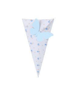 Cono con fiori celeste comprensivo di farfalla bifacciale Celeste/Tortora