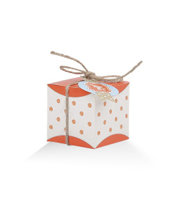 Scatolina Quadrata piccola Pois Arancio con targhettina