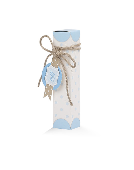 Astuccio Pois Celeste con targhettina