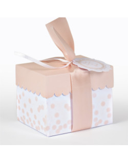 Scatolina rett.re grande fondo vassoio coperchio rosa completa di bollini prefustellati utili da stampare