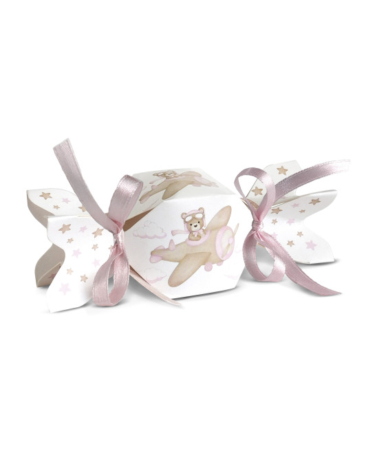 Astuccio Caramella Orsetto Rosa su Aeroplano