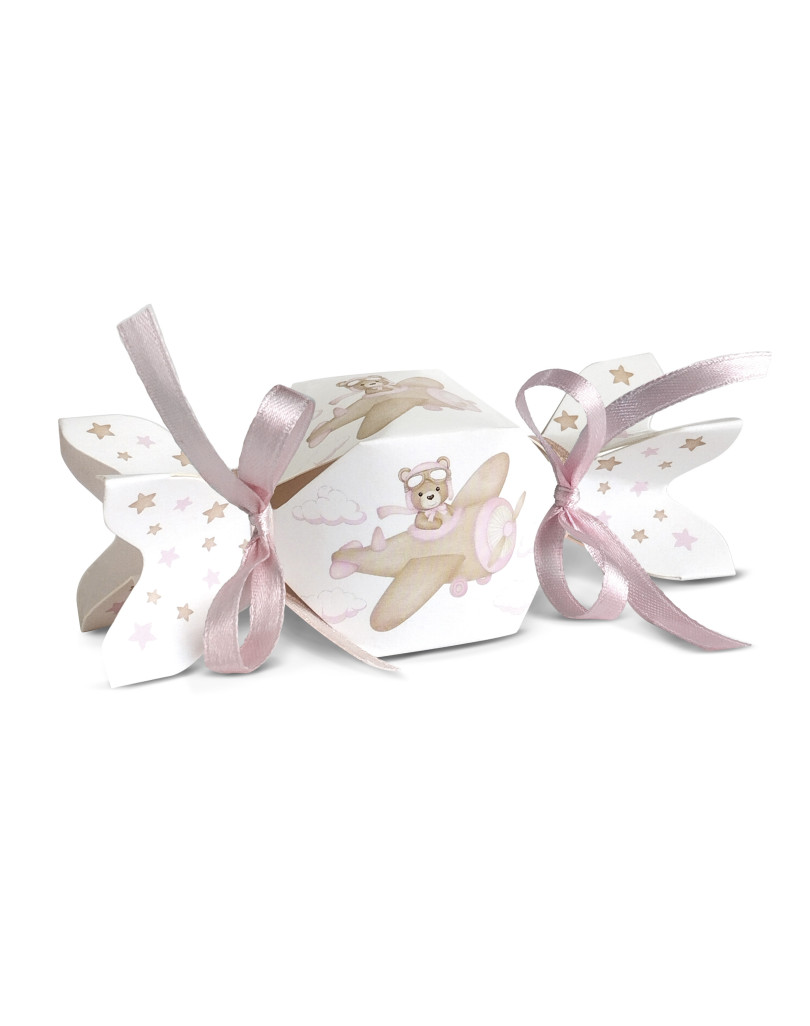 Astuccio Caramella Orsetto Rosa su Aeroplano
