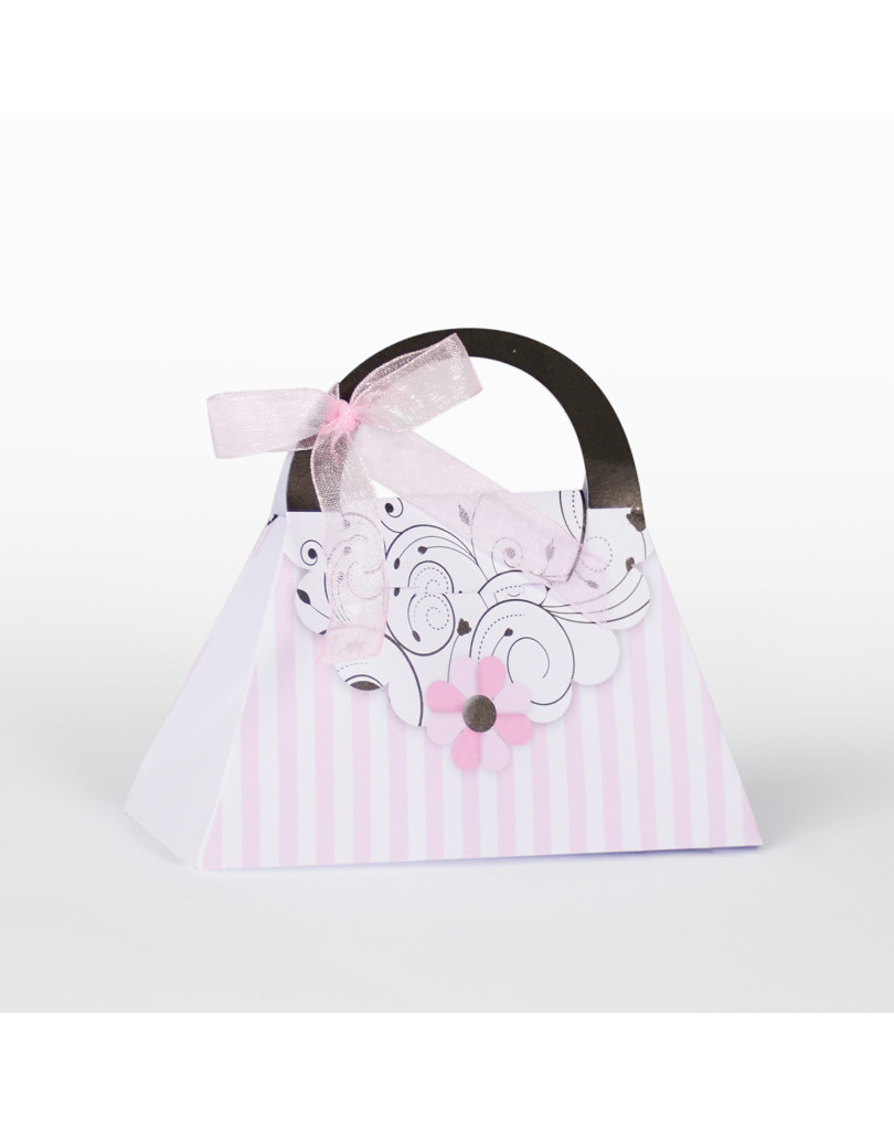 Borsetta texture trasversale nero/grigio con fiori rosa